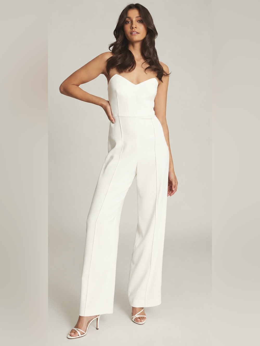 NWOT REISS Bea Bandeau White Wide Leg Jumpsuit Size 4